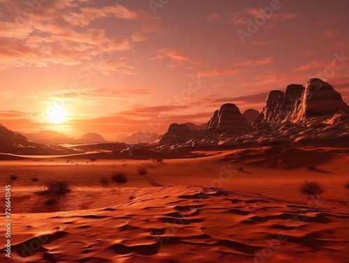 Desert landscape at sunset