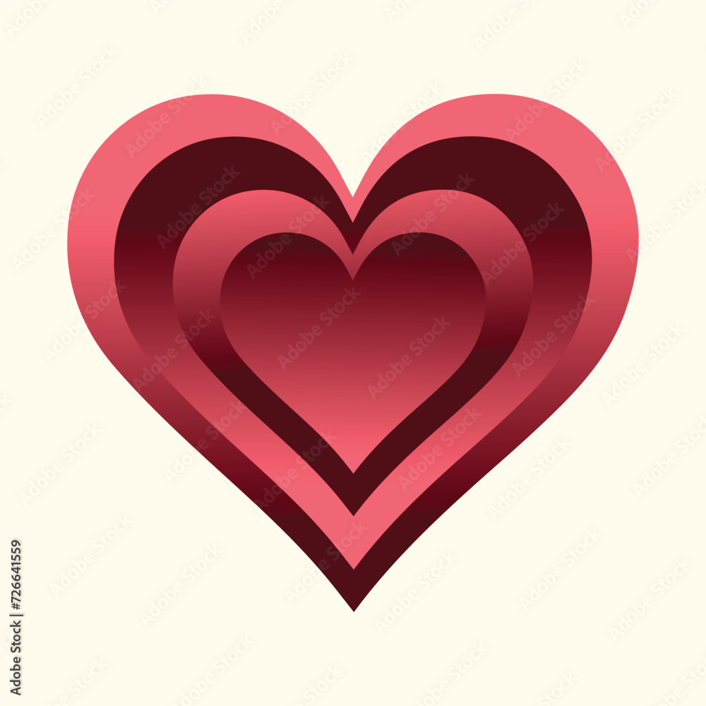 pink hearts with shadows. heart-shaped grooves with shadows. Valentine's Day. Square image. 3D image. 3d rendering.
