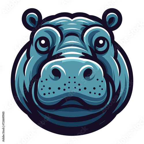 Wild animal hippopotamus head face design vector, zoology illustration, hippo flat design template isolated on white background