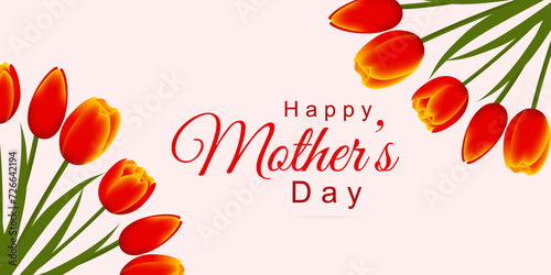 Happy mothers day square banner. Vector greeting card for social media, online stores, poster. Text of happy mother's day.