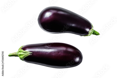 Raw purple eggplant. Organic vegetables.  Isolated, Transparent background.