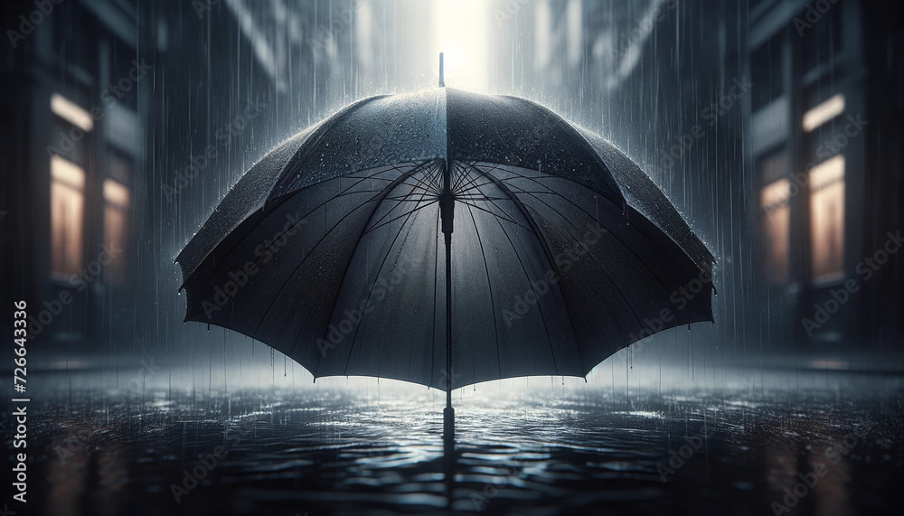 umbrella in rain, generative ai