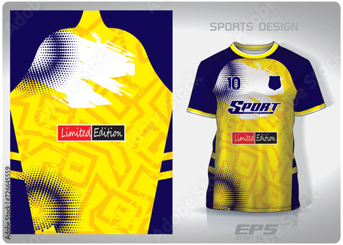 Vector sports shirt background image.yellow painted with blue band pattern design, illustration, textile background for sports t-shirt, football jersey shirt.eps