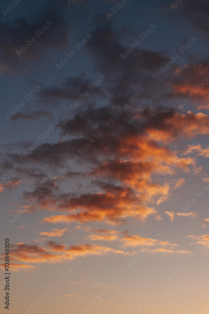 orange clouds in the sunset sky