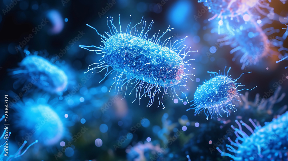 Fototapeta premium Viruses and bacterias macro abstract background. 