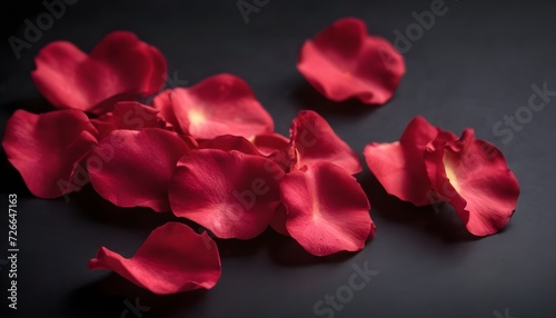 Closeup of red rose petals  dark background 