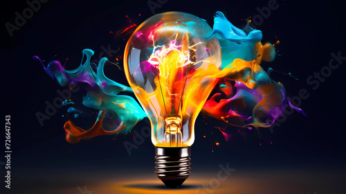  creative light bulb exploding with colorful paint is a powerful symbol of innovation