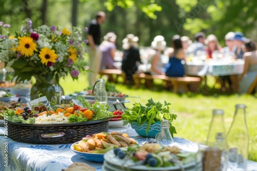 Picnics and Outdoor Gatherings- Construct a series of images that highlight the social and cultural significance of outdoor dining and gatherings