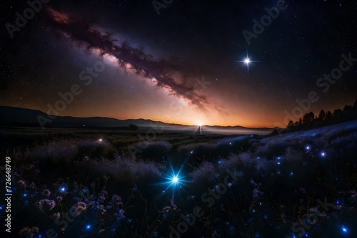 A celestial scene for Mother s Day  where stars form a cosmic bouquet in the night sky  radiating ethereal light