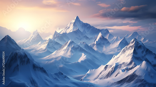 Majestic mountains  panoramic peaks PPT background