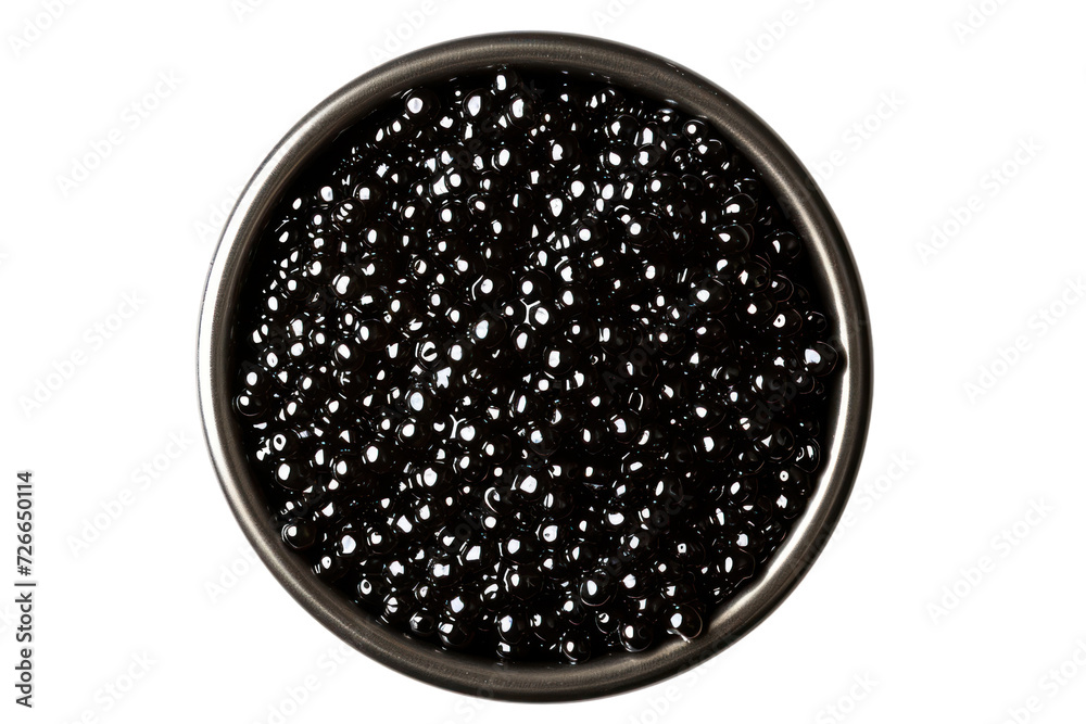 Black caviar in metal container isolated on transparent white background. Black caviar in metal container isolated on transparent white background.