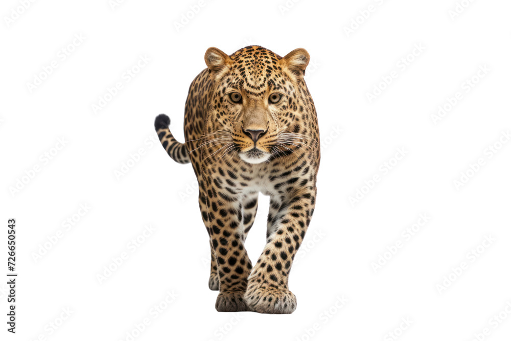 Obraz premium single leopard isolated on white transparent background.