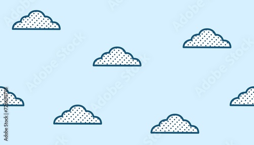 Simple cloud with blue dot seamless pattern background. wallpaper, poster backdrop, presentation. Ready to use. Easy to customize.