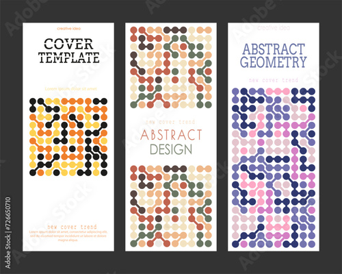 Geometric composition. A set of colored cover pages for a book, a catalog magazine. A template for a banner, poster and brochure. An abstract version of modern design