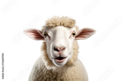 Funny sheep. Sheep showing tongue isolated on white transparent background.