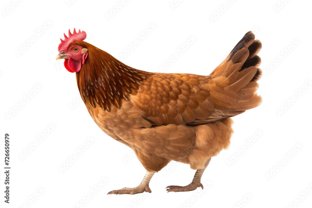 Fototapeta premium Chicken, farming for protein, meat, isolated on white transparent background.