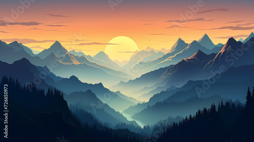 Majestic mountains, panoramic peaks PPT background