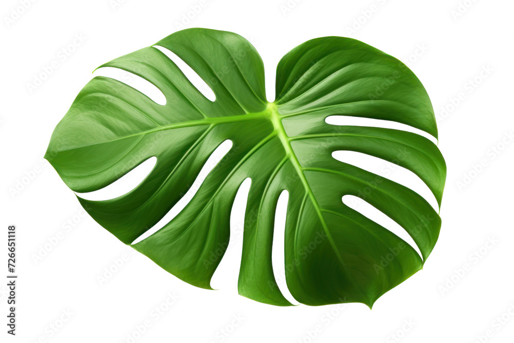 Big leaves Monstera deliciosa isolated on white transparent background.