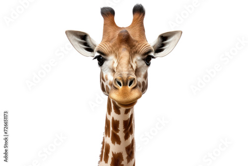 African Angolan giraffe animal isolated on white transparent background.
