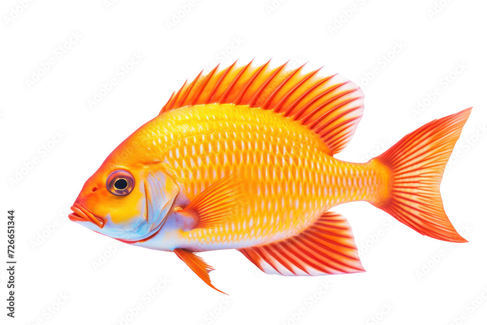 Fototapeta premium single fish, brightly colored, beautiful Amazing underwater creatures isolated on white transparent background.
