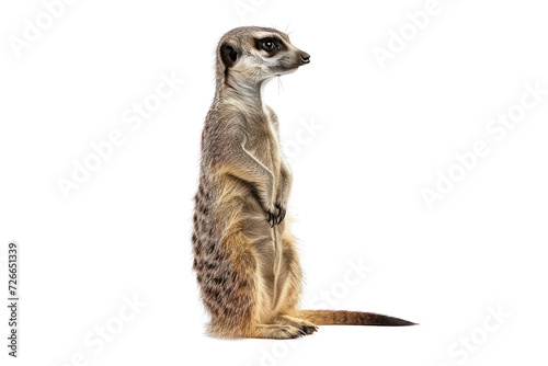 Meerkat (suricata suricatta) isolated on white transparent background.