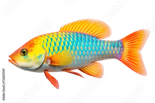 single fish, brightly colored, beautiful Amazing underwater creatures isolated on white transparent background.