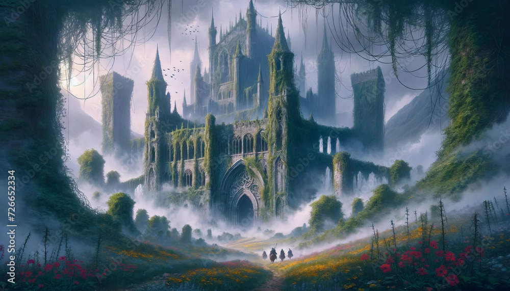 Mystical Dawn at the Forgotten Castle: A Tale of Nature's Reclamation