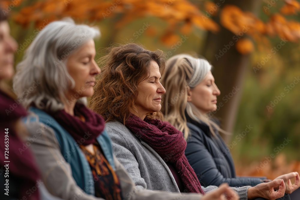 Mature Women Finding Zen: Autumnal Yoga Connection