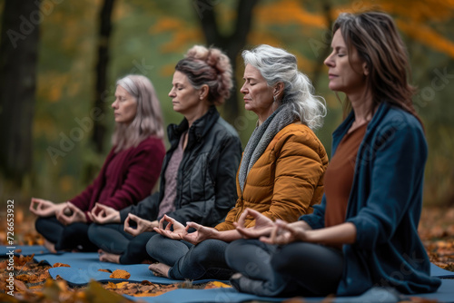 Fall Wellness Retreat: Middle-Aged Women Meditating in Unity