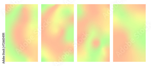 Y2k aesthetic. Blurry abstract backgrounds. Holographic vertical stories, cover templates design set for social media posts and stories banners. Vector illustrations with gradient mesh in retro style.