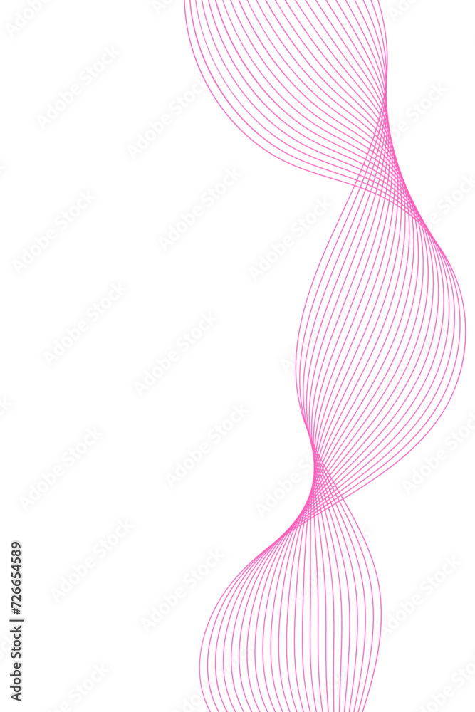 Abstract background with waves for banner. Standart poster size. Vector background with lines. Element for design isolated on white. Pink color. Valentine's Day. Women's Day. Brochure