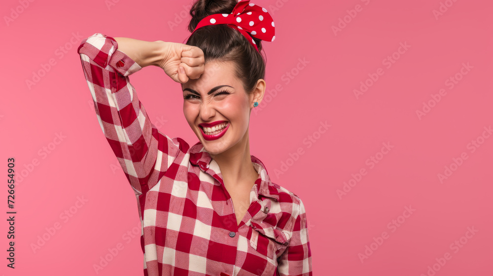woman with a playful expression is winking and making a playful gesture woman with a playful expression is winking and making a playful gesture