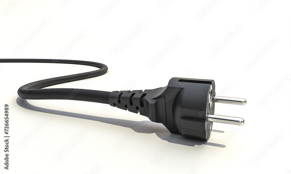 black cable with schuko socket on white background. black cable with schuko socket on white background.