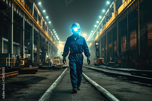 Night Stroll: Electrician in Industrial Ambiance