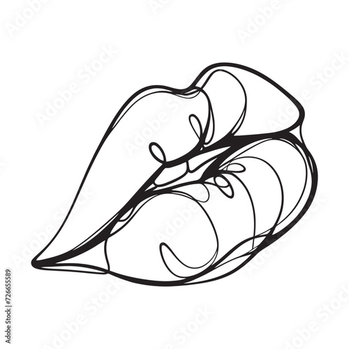 One continuous line drawing of lips.One line vector illustration of lips