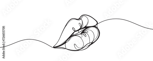 One continuous line drawing of lips.One line vector illustration of lips