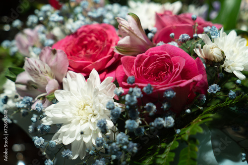 A bouquet of flowers in close-up