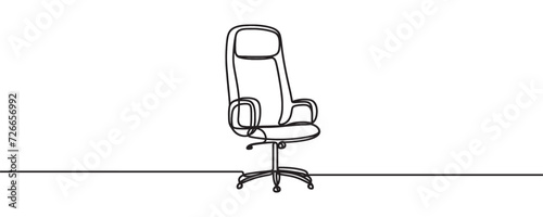 Computer chair, one line drawing, vector illustration