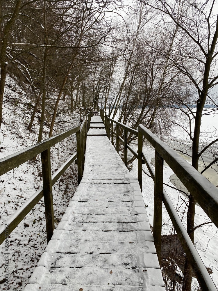 wooden bridge in winter wooden bridge in winter