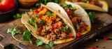 Flavorful Mexican taco with salsa and shepherd's style meat.