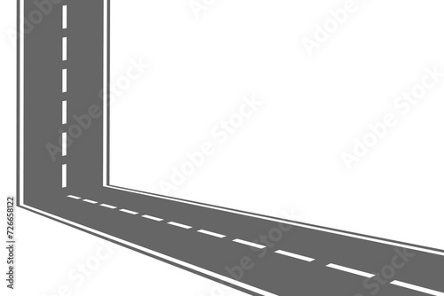 Winding road. Journey traffic curved highway. Road to horizon in perspective. Winding asphalt empty line isolated vector concept
