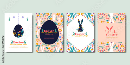 happy easter greeting card  fashion  commercial  banner, cover, social media with flat design. vector illustration