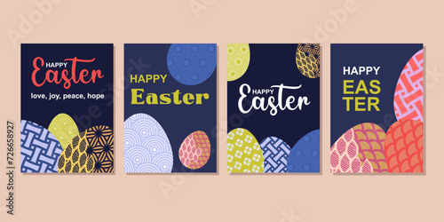happy easter greeting card  fashion  commercial  banner, cover, social media with flat design. vector illustration