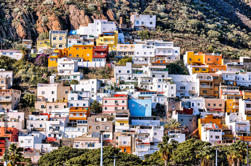 Tenerife, Spain - December 25, 2023: Views from below of the mountainside village of San Andres on the island of Tenerife in Spain's Canary Islands
 photo