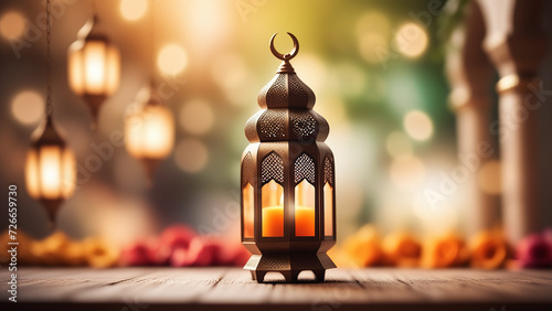 arabic lantern of ramadan celebration background illustration