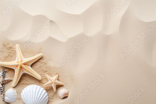 shells and sand,summer concept,Generated By Ai