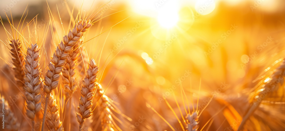 Closeup of golden ears wheat field on the background of the sun light. Rural landscape agriculture concept. Closeup of golden ears wheat field on the background of the sun light. Rural landscape agriculture concept.