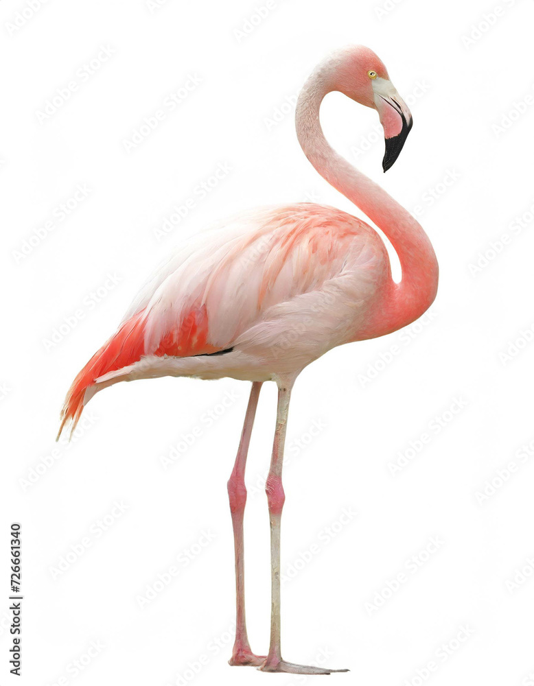 Flamingo isoliert auf weißem Hintergrund, Freisteller Flamingo isoliert auf weißem Hintergrund, Freisteller