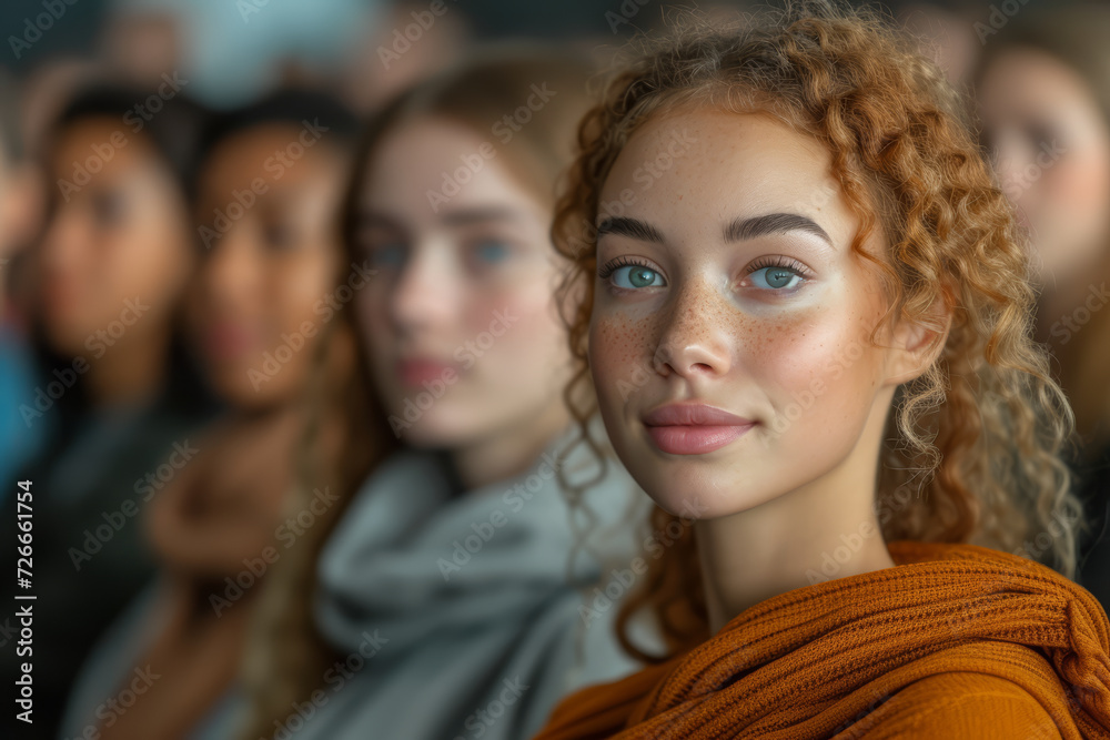 An unplanned photo of a multicultural audience at a cultural event, reflecting shared interests and diversity. Concept of cultural events and diverse participation. Generative Ai.