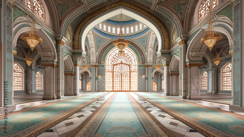 Empty Interior of Masjid (Mosque) for Ramadan and Eid 2024